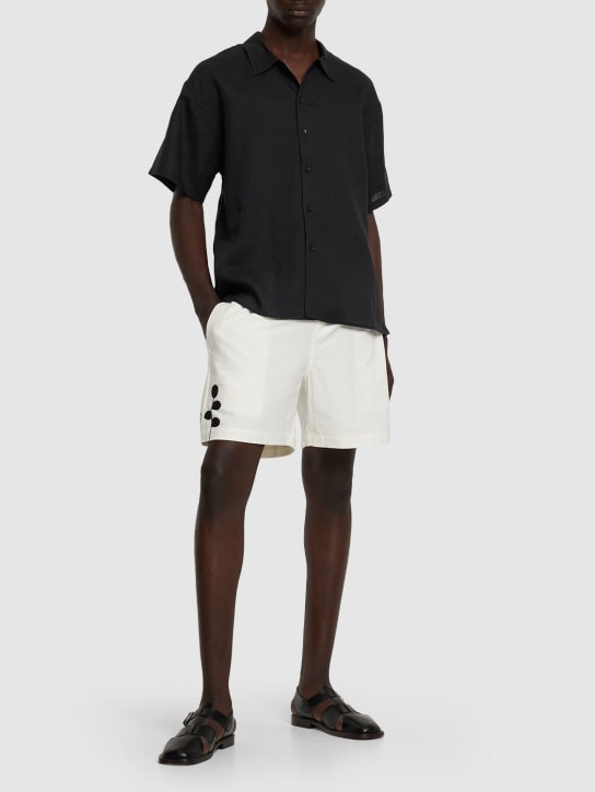 Commas: Oversized fit short sleeve linen shirt - Black - men_1 | Luisa Via Roma