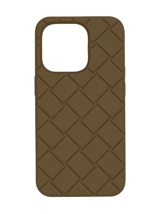 Bottega Veneta: Iphone 14 Pro-Cover aus Silikon - Schlamm - men_0 | Luisa Via Roma