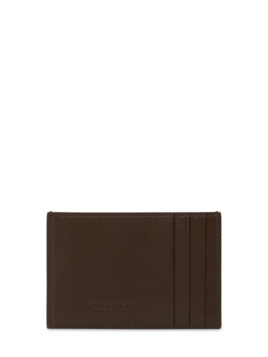 Bottega Veneta: Cassette leather credit card case - Light Brown - men_1 | Luisa Via Roma