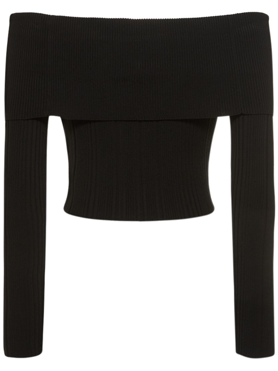 Self-portrait: Rib knit viscose top - Black - women_4 | Luisa Via Roma