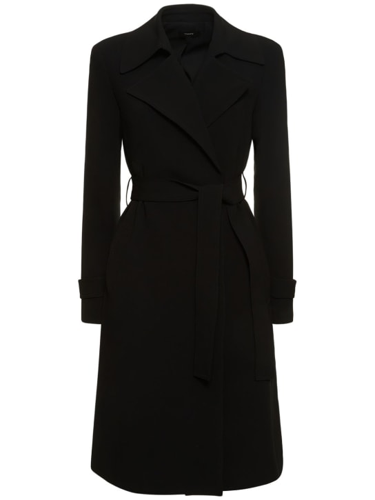 Theory: Oaklane tech blend belted coat - women_0 | Luisa Via Roma