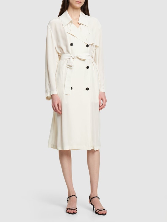 Theory: Double breasted viscose trench coat - White - women_1 | Luisa Via Roma