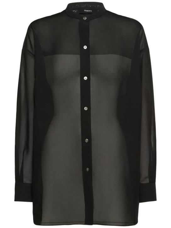 Theory: Camisa bustier de algodón transparente - Negro - women_0 | Luisa Via Roma