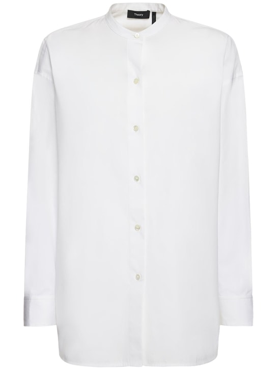 Theory: Collarless cotton poplin shirt - White - women_0 | Luisa Via Roma
