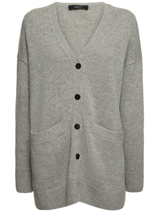 Theory: Boxy wool & cashmere cardigan - Grey - women_0 | Luisa Via Roma