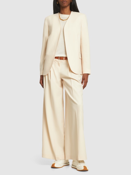 Theory: Pantalon taille basse en laine stretch - Blanc - women_1 | Luisa Via Roma