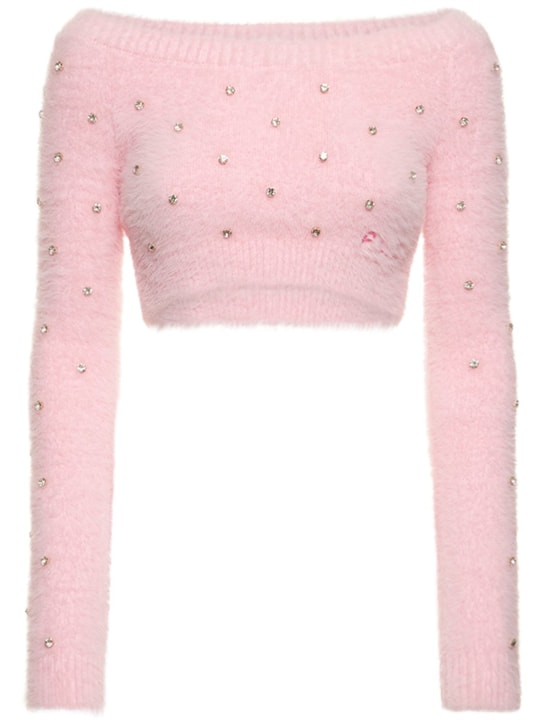 Embellished fuzzy cropped sweater - Philosophy Di Lorenzo Serafini - Women | Luisaviaroma