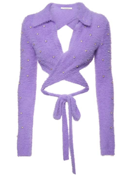 Philosophy Di Lorenzo Serafini: Embellished fuzzy sweater - Lilac - women_0 | Luisa Via Roma