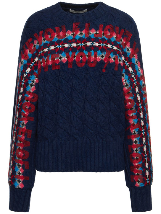Philosophy Di Lorenzo Serafini: Wool logo sweater - Blue/Multi - women_0 | Luisa Via Roma