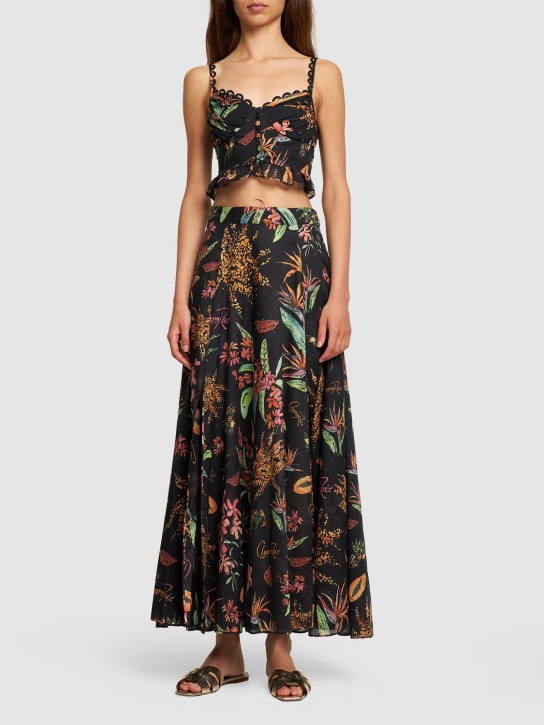 Charo Ruiz: Oberteil aus Baumwolle „Mara“ - Schwarz/Multi - women_1 | Luisa Via Roma