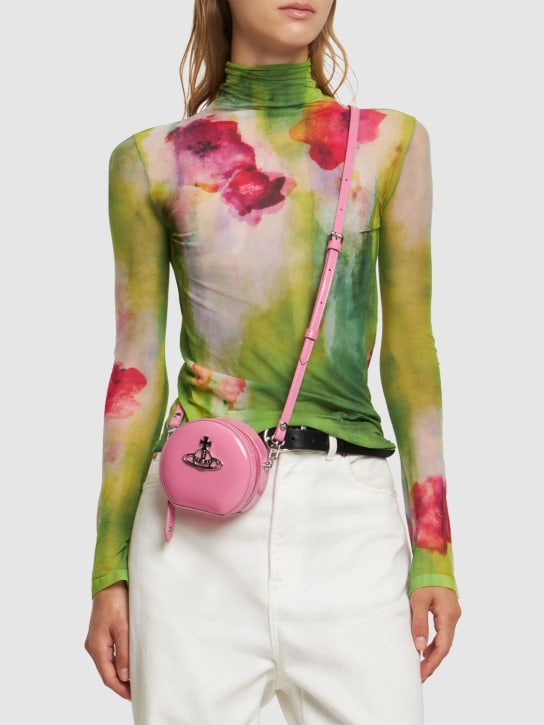 Vivienne Westwood: Mini round patent leather crossbody bag - Pink - women_1 | Luisa Via Roma