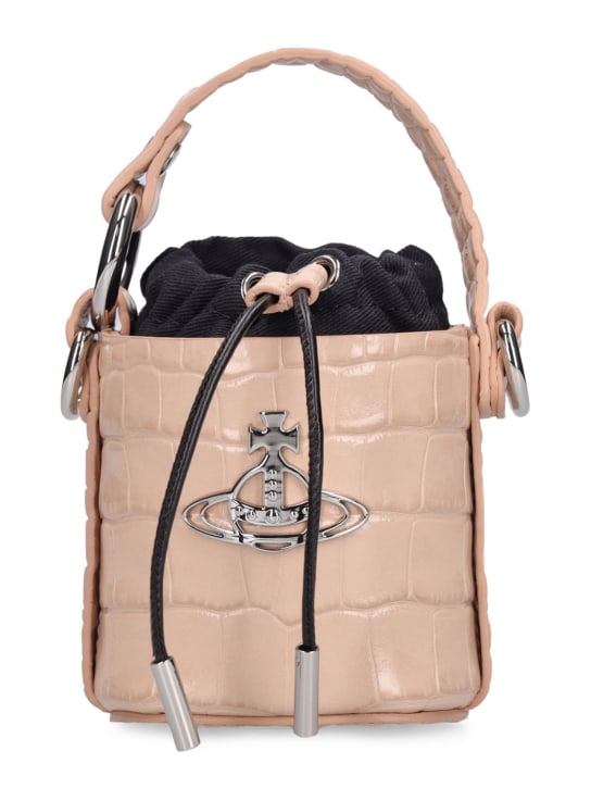 Vivienne Westwood: Mi Daisy croc embossed top handle bag - Krem - women_0 | Luisa Via Roma