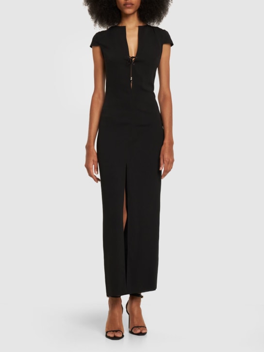 16arlington: Seer crepe short sleeve midi dress - Black - women_1 | Luisa Via Roma