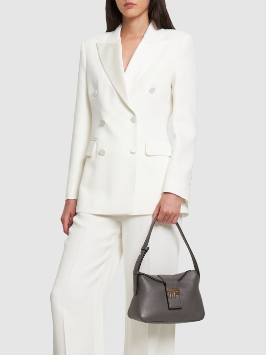 Tom Ford: Mini TF grain leather shoulder bag - Graphite - women_1 | Luisa Via Roma