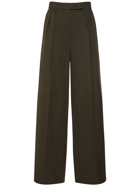 Max Mara: Werther wide camel drap pants - Khaki - women_0 | Luisa Via Roma