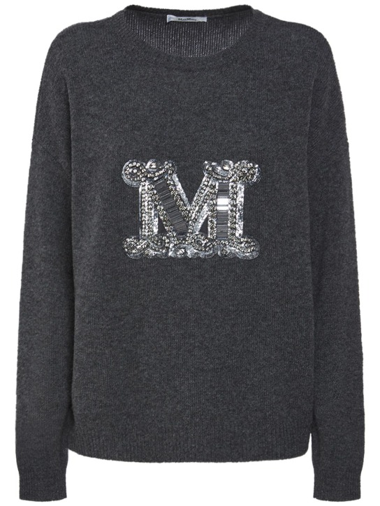 Max Mara: Palato cashmere knit sweater w/ logo - women_0 | Luisa Via Roma