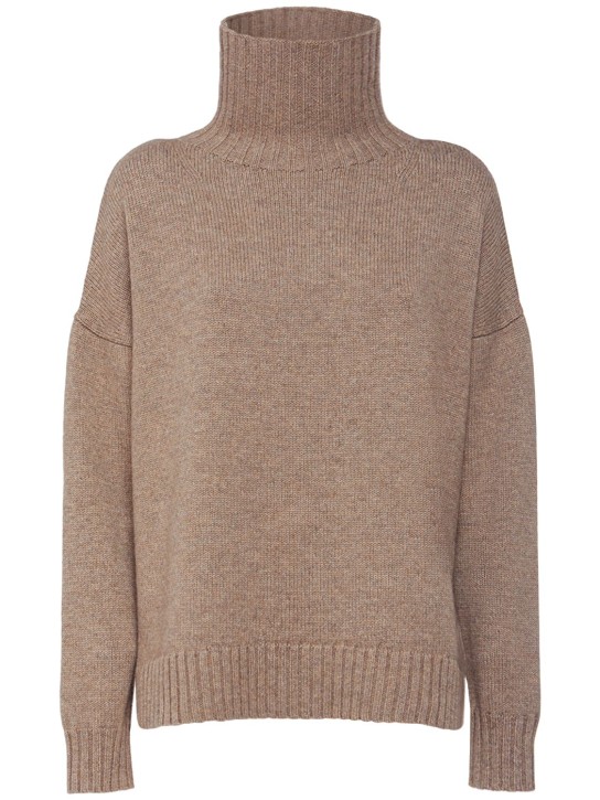 Max Mara: Gianna rib knit wool turtleneck sweater - Beige - women_0 | Luisa Via Roma