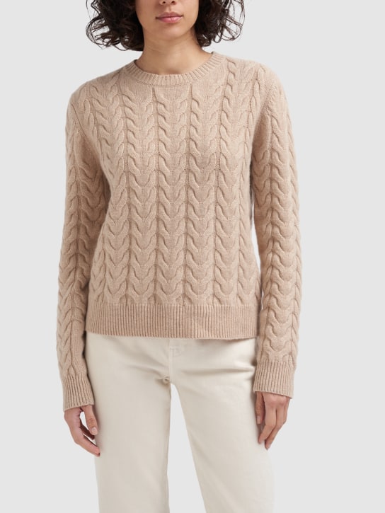 Max Mara: Odessa cable knit cashmere sweater - Light Beige - women_1 | Luisa Via Roma