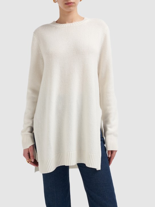 Max Mara: Selina大廓型羊绒针织毛衣 - 白色 - women_1 | Luisa Via Roma