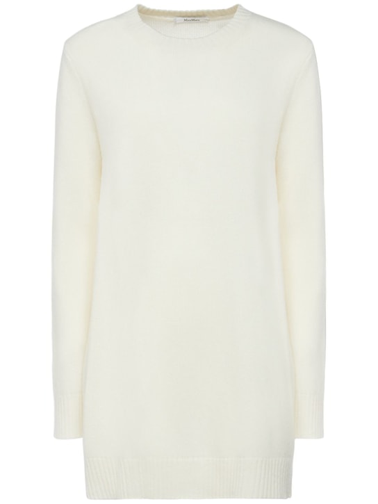 Max Mara: Selina oversized cashmere knit sweater - Beyaz - women_0 | Luisa Via Roma