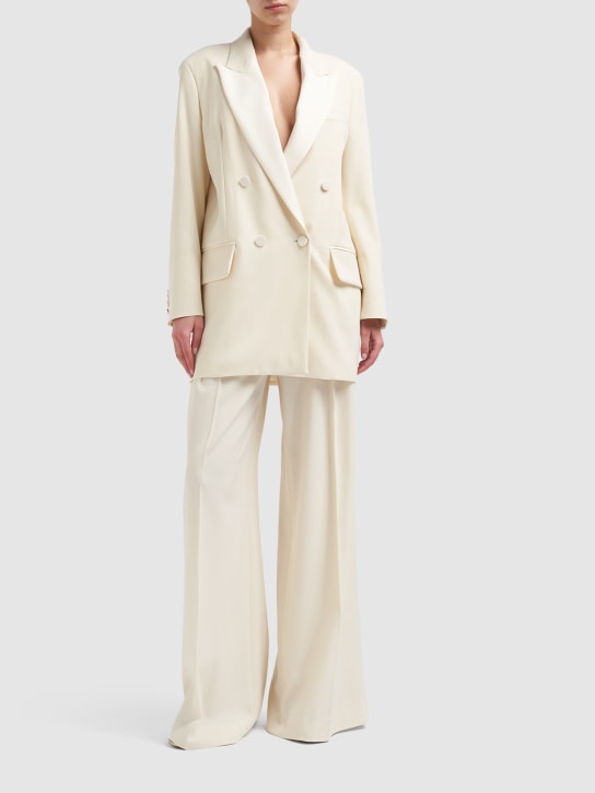 Max Mara: Monica granitè wool tuxedo jacket - Beyaz - women_1 | Luisa Via Roma