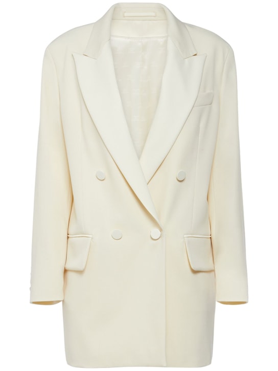Max Mara: Monica granitè wool tuxedo jacket - Beyaz - women_0 | Luisa Via Roma