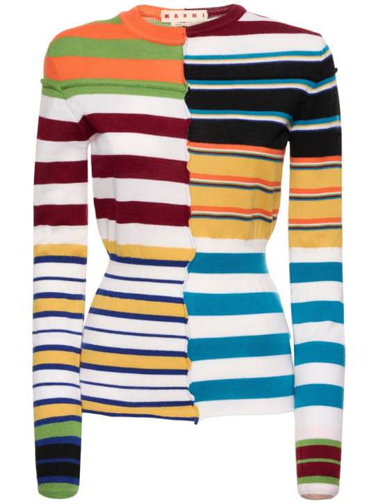 Marni: Suéter de punto de lana - Multicolor - women_0 | Luisa Via Roma