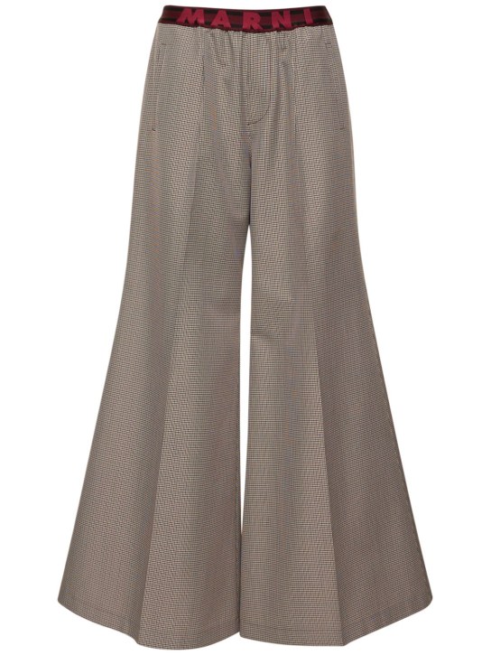 Wool twill logo flared pants - Marni - Women