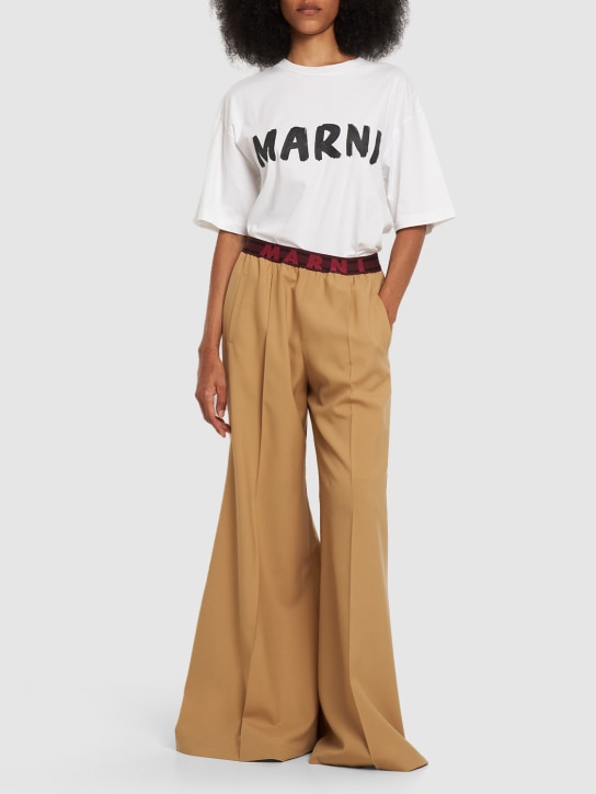 Marni: Logo印花棉质平纹针织T恤 - women_1 | Luisa Via Roma