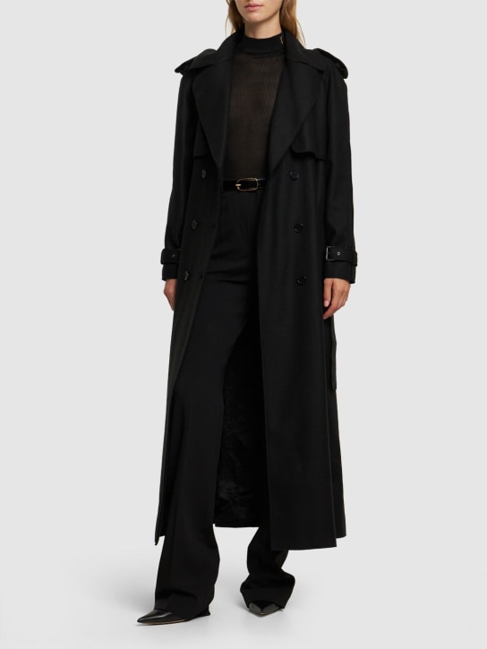 Alberta Ferretti: Long canvas trench coat - Black - women_1 | Luisa Via Roma