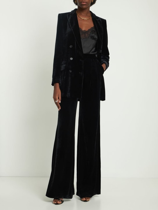 Alberta Ferretti: Velvet wide pants - Black - women_1 | Luisa Via Roma