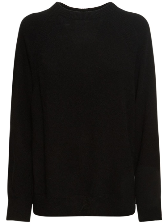 Alberta Ferretti: Cashmere & wool knit crewneck sweater - Black - women_0 | Luisa Via Roma