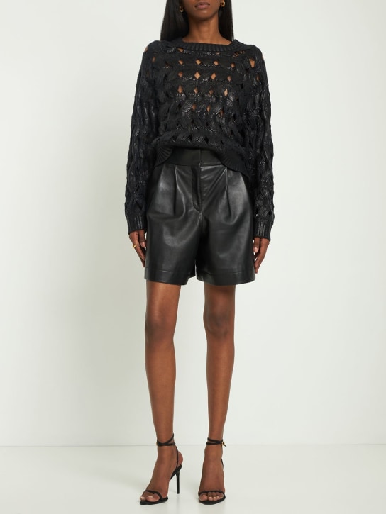 Alberta Ferretti: Cordonetto cotton blend sweater - Black - women_1 | Luisa Via Roma