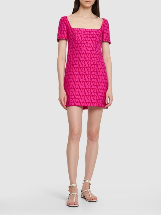 Valentino: Crepe Couture-Minikleid mit Logo - Pink - women_1 | Luisa Via Roma