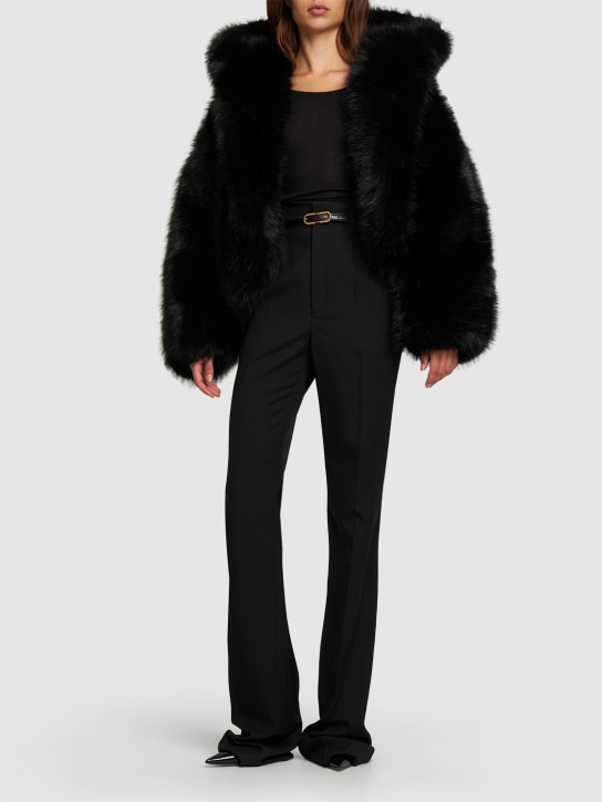 Alexandre Vauthier: Faux fur hooded short jacket - Black - women_1 | Luisa Via Roma