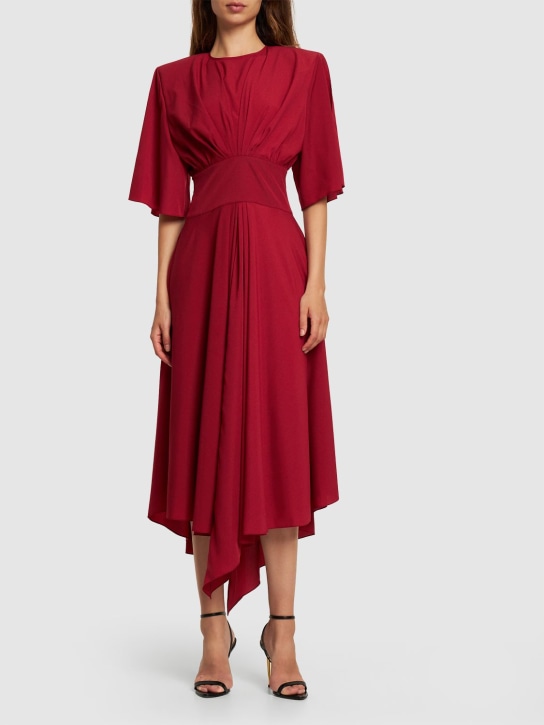 Alexandre Vauthier: Shiny jersey midi dress - Dark Red - women_1 | Luisa Via Roma