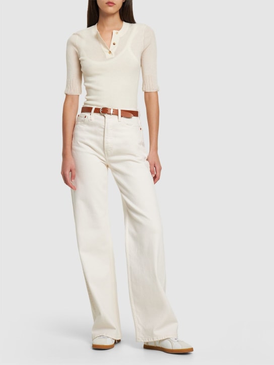 RE/DONE: Jeans anchos de algodón con cintura alta - Blanco - women_1 | Luisa Via Roma