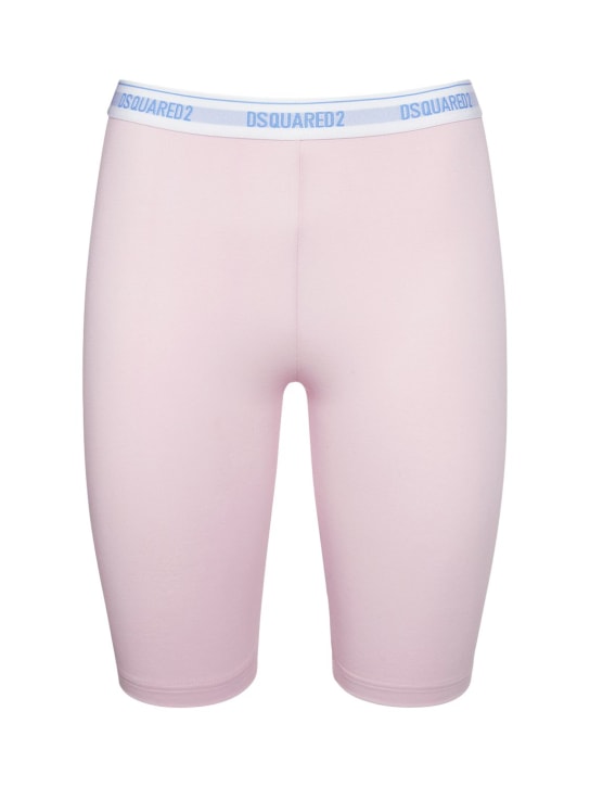 Dsquared2: Logo cotton jersey cycling shorts - Pink - women_0 | Luisa Via Roma
