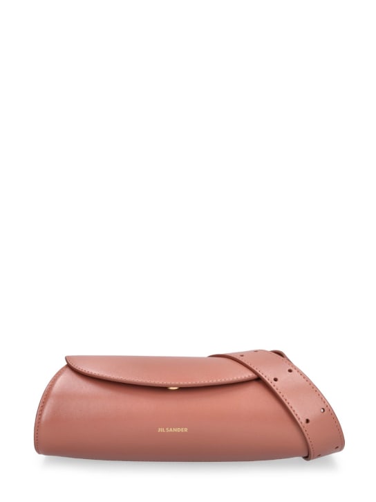 Jil Sander: Mini Cannolo leather shoulder bag - Cherrywood - women_0 | Luisa Via Roma