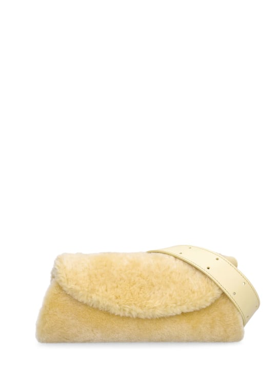 Jil Sander: Mini Cannolo shearling shoulder bag - Lemon - women_0 | Luisa Via Roma