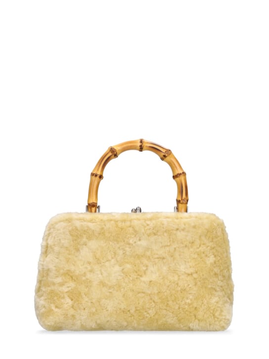 Jil Sander: Mini Goji shearling top handle bag - Lemon - women_0 | Luisa Via Roma