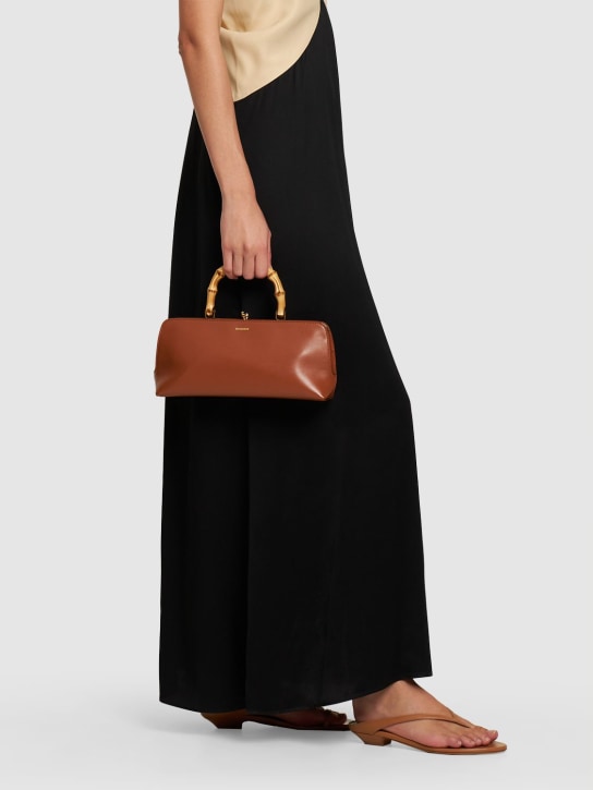 Jil Sander: Small Goji leather top handle bag - Tan - women_1 | Luisa Via Roma