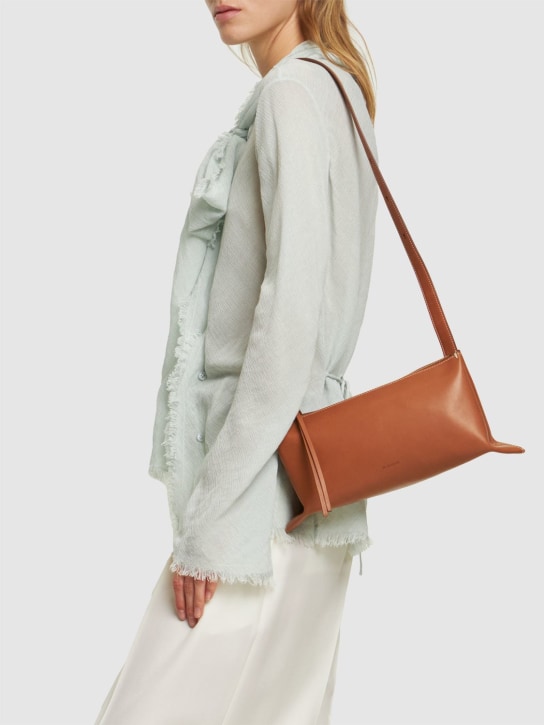Jil Sander: Petit sac porté épaule en cuir Empire - Brun Roux - women_1 | Luisa Via Roma