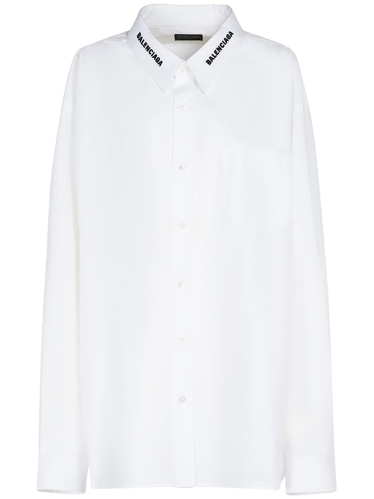 Balenciaga: Camisa de popelina de algodón - Blanco - women_0 | Luisa Via Roma