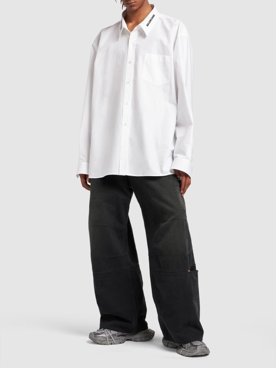Balenciaga: Cotton poplin shirt - Beyaz - men_1 | Luisa Via Roma
