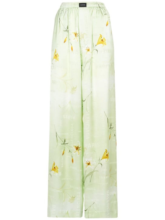 Balenciaga: Pantalones de pijama de seda - Verde/Multi - women_0 | Luisa Via Roma