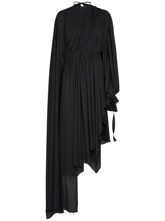 Balenciaga: 轻薄科技织物绉纱连衣裙 - 黑色 - women_0 | Luisa Via Roma