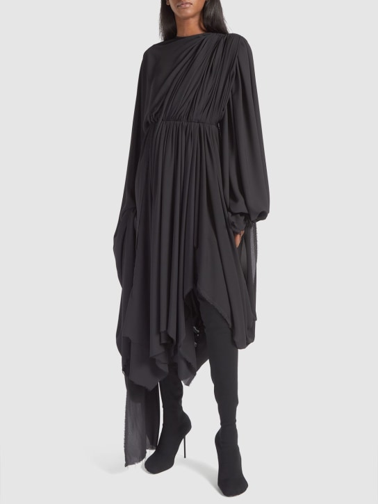 Balenciaga: 轻薄科技织物绉纱连衣裙 - 黑色 - women_1 | Luisa Via Roma