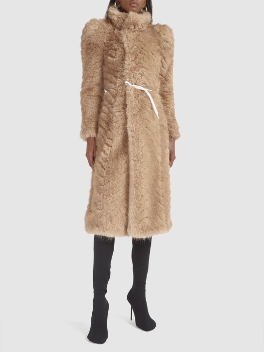 Balenciaga: Faux fur long coat - women_1 | Luisa Via Roma