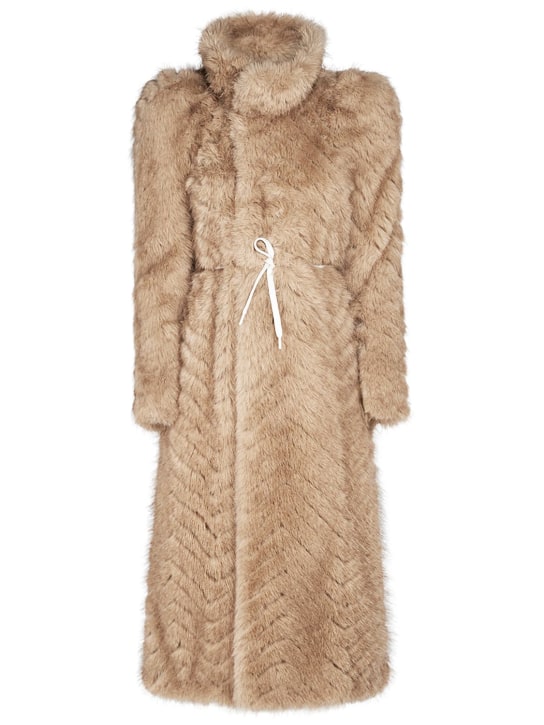 Balenciaga: Faux fur long coat - women_0 | Luisa Via Roma
